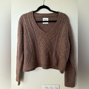 Abercrombie & Fitch Brown Cable Knit Sweater